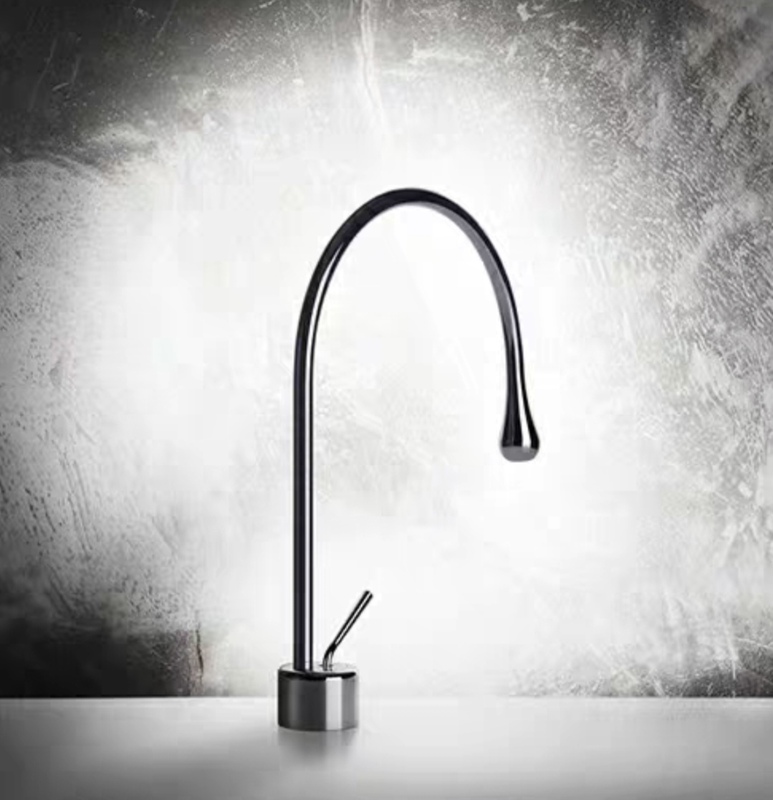 Italian Minimalist Gessi Style Water Drop Faucet, All-Copper Hot and Cold Bar Counter Island Under-Sink Splash-Proof