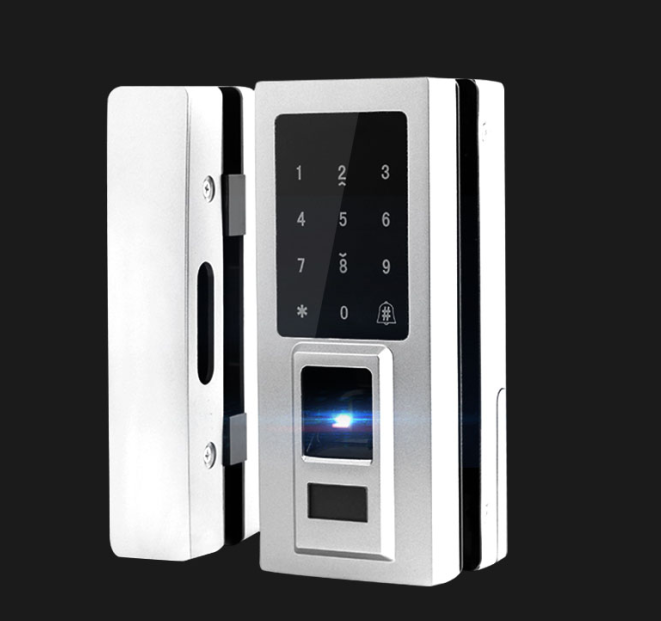 Box without frame toughened lock door access Double door single door Access card reading machine glass door Fingerprint Lock Office shop Ramen
