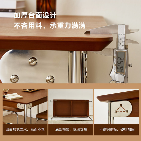 全友家居中古风长方形餐桌客2025新款客厅家用吃饭桌子椅子组合