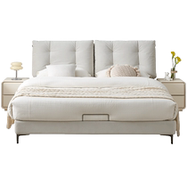 Quanyou Home Cream Style Single Childrens Bed Bedroom Household Boys and Girls Cat Paw Cloth 1.5 Meter Soft Packing Bed 115029