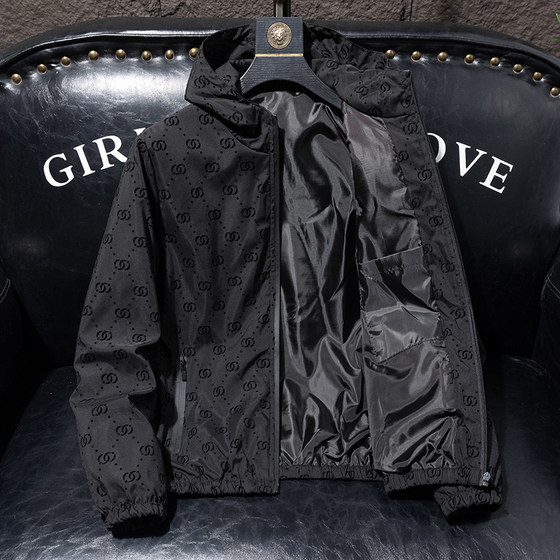 植绒外套男士春秋季新款百搭连帽潮流上衣服潮牌休闲青年夹克男