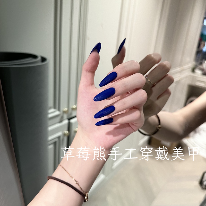 Purely Handmade Wearable Nails 2025 New Solid Color Long Style Simple Kleinland High-End Finished Nail Art for Trendy Girls