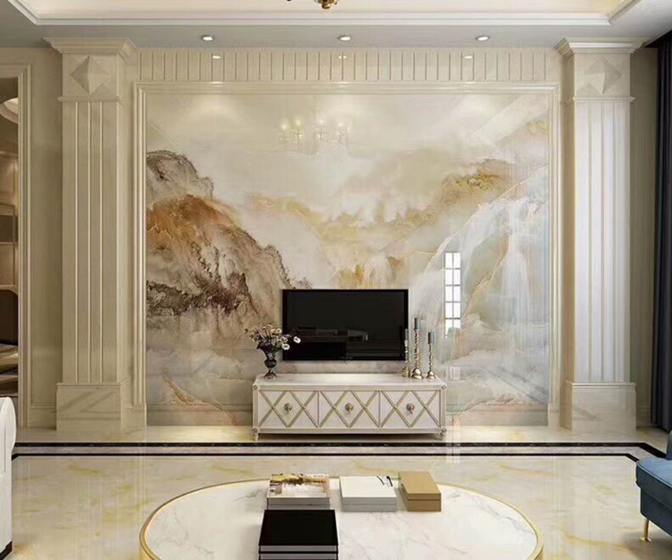 Factory direct selling European-style TV background indoor living room whole body granite artificial marble single-column Roman column border