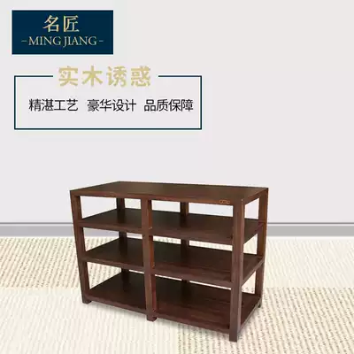 Famous craftsman rack walnut fine double four-layer audio cabinet solid wood rack audio rack audio equipment rack