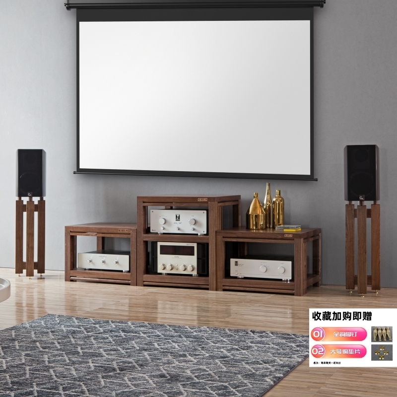 マスターアンプラックソリッドウッドキャビネットオーディオラックホームレトロブックシェルフフロアスタンドスピーカースタンドアンプキャビネット