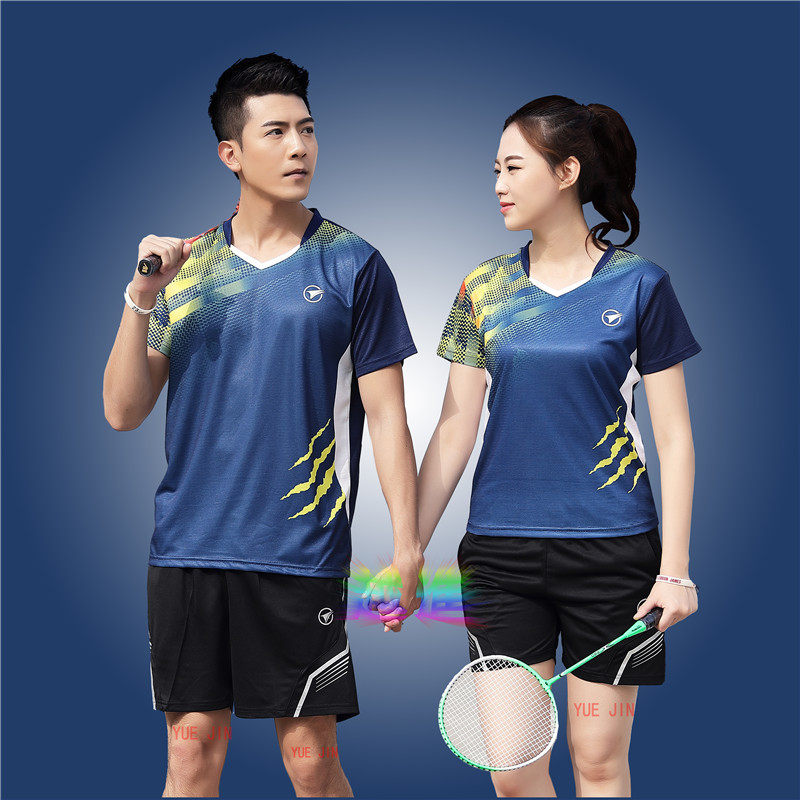 Badminton Suit Quick Dry Suction Sweatshirt Sports Shirts Table Tennis Suit Blue Orange Black Upper Cyan and Men Summer