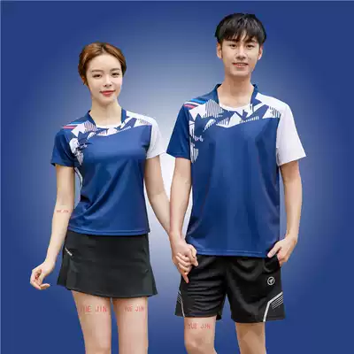 Short sleeve badminton suit men and women running casual sweatshirt sweat sucking table tennis jacket shorts printing
