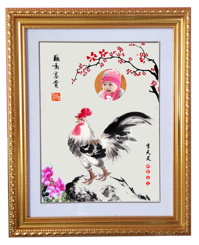 Fetal hair painting embroidered chicken diy yourself as a newborn child hair pen Chapter pendant baby's hands and feet Indies like paintings