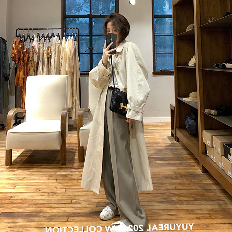 YUYU Xinjiang cotton mid-length trench coat women's 2023 spring and autumn new loose temperament coat REAL-22SS