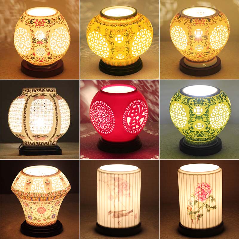 Modern New Chinese Style Table Lamp Bedside Lamp Bedroom Led Lamp Solid Wood Ceramic Study Dormitory Decorative Table Lamp