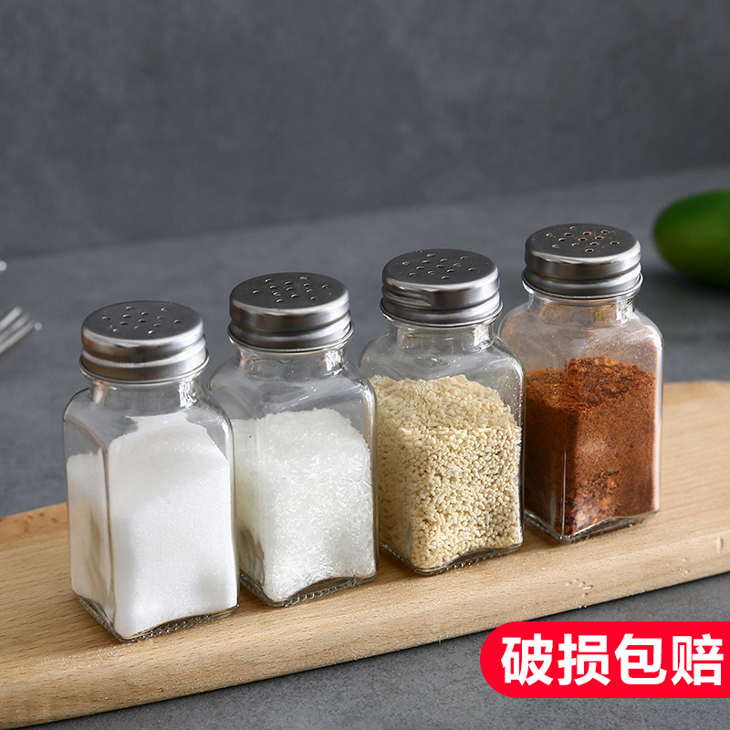 Home Kitchen Glass Sauce Bottle Barbecue Seasoning Bottle Sauce Box Salt Jars Pepper Powder Bottle Seasoned Jar Composition Complete