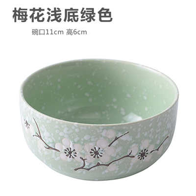 Green & Plum Blossom Light Bottombowls and dishes suit household Simplicity combination lovely like a breath of fresh air originality personality dormitory use student ceramics tableware 4 people