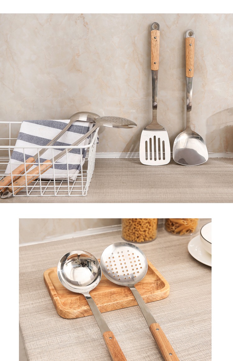 Bếp inox thìa dày chống nóng bếp nấu xẻng sắt xẻng dài xử lý nấu bếp xẻng muỗng xẻng chảo chống dính elmich