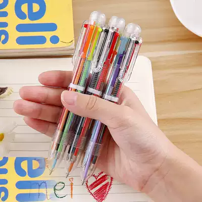 6-color ballpoint pen press stationery Korean cute creative students use multi-color ball pen hand account pen