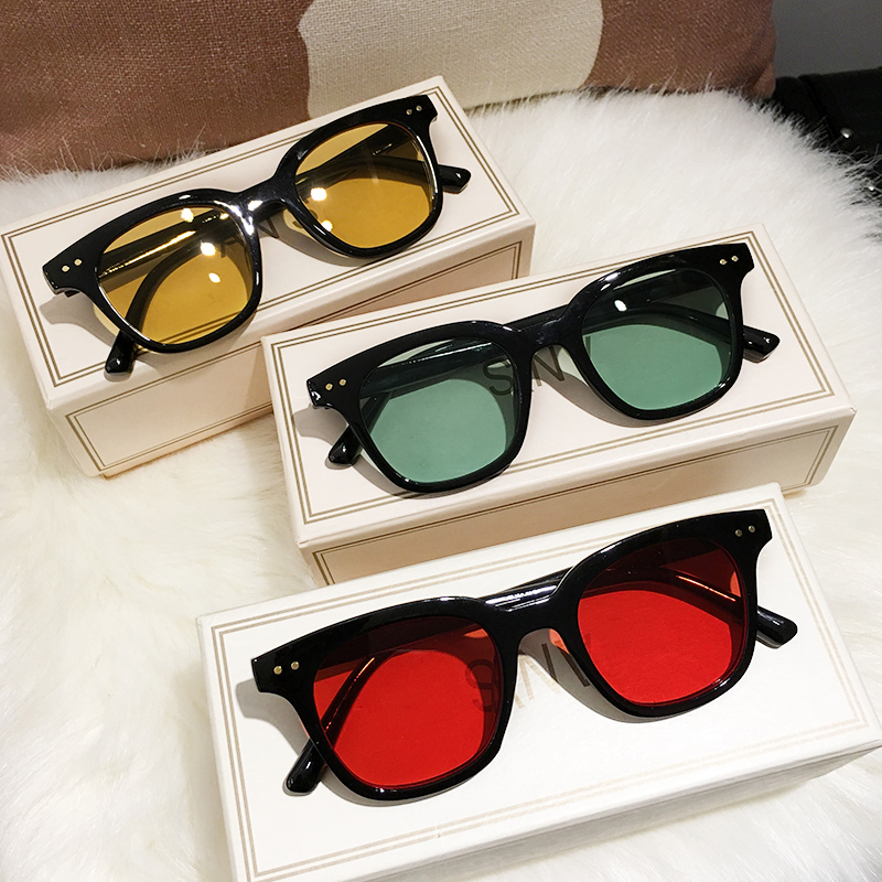 Korean Trendy Brand Yellow-Green Sunglasses for Men, Trendy ins Internet Celebrity Party Hip-Hop Colorful Sunglasses for Driving, Trendy and Unique