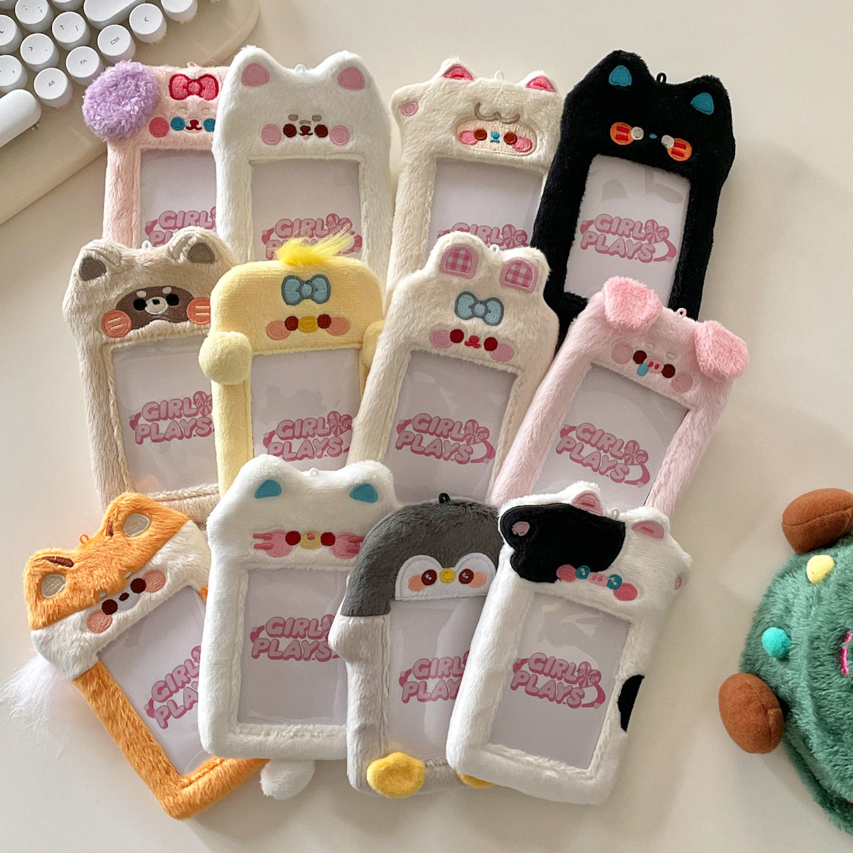 Original Cute Animal Series Plush Card Holder Korean Instagram Campus Meal Card Idol Card Photo Display Pendant
