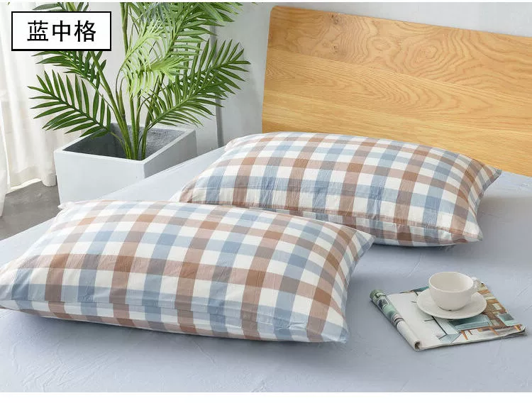 Giặt vỏ gối bằng vải cotton tốt Vỏ gối 48x74cm lưới màu cotton đơn giản - Gối trường hợp gối cao su