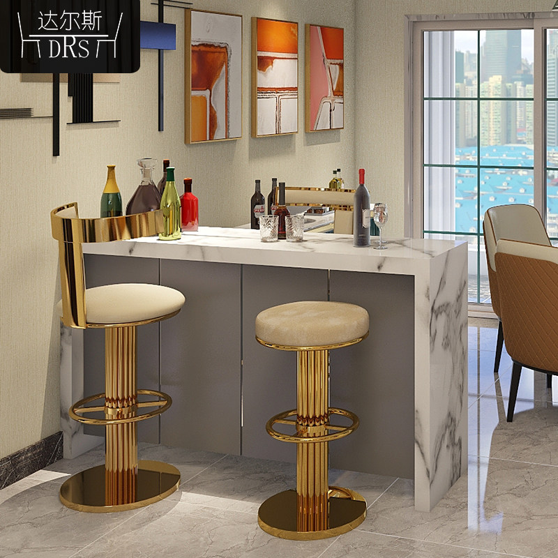 Nordic bar chair bar bench light luxury fashion bar chair bar stool lifting and rotating backrest high stool net red bar stool