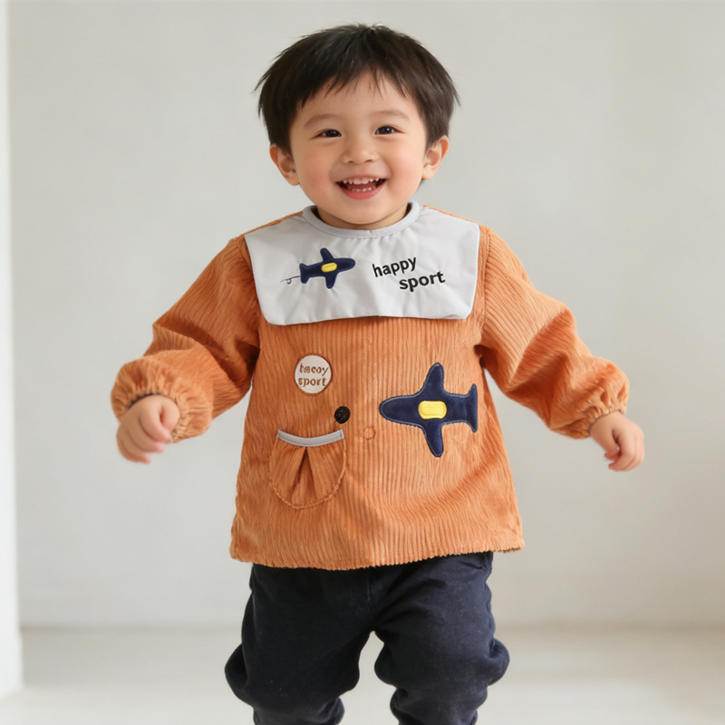 Male and female baby coveralls waterproof bib corduroy eating clothes