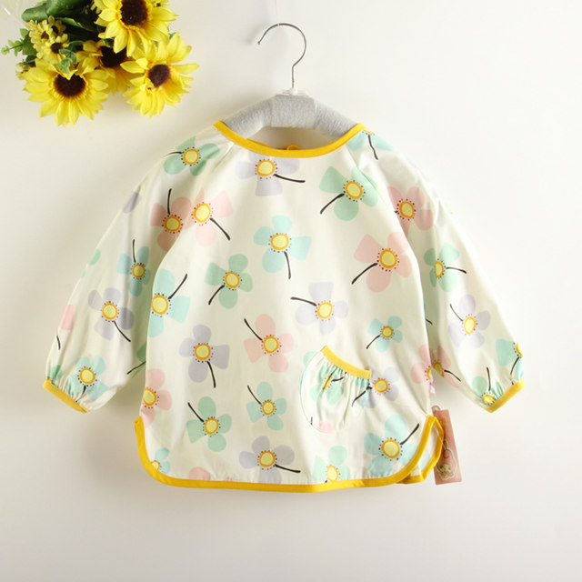 Children's eating clothes pure cotton twill cotton baby coverall waterproof anti-dressing painting clothing bib long-sleeved girl apron