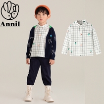 Annai childrens clothing counter 2021 autumn boys and children lapel long-sleeved shirt plaid shirt XB131769