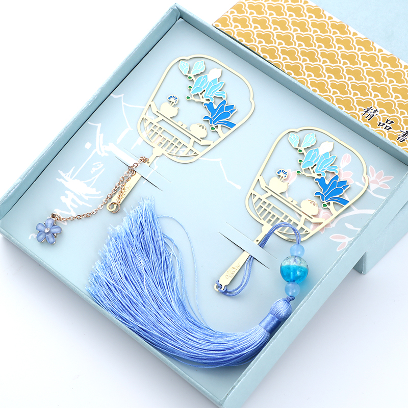 (Tea under the flowers)Ancient style metal bookmark creative gift lettering custom classical Chinese romantic Su gift