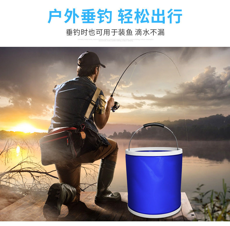 Car folding bucket car washing special car multi-functional portable car with telescopic large outdoor fishing bucket brush
