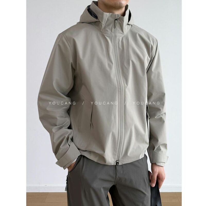 Urban Outdoor Detachable Hooded Laminated Windproof and Waterproof Men's Business Commuter Jacket Coat Top