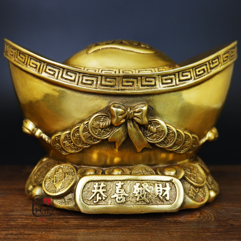 Pure copper gold Yuanbao big name Merchants Jin Bao Yuanbao furnishings are dedicated to the financial and god's home Feng Shui Supplies Home Swing Accessories