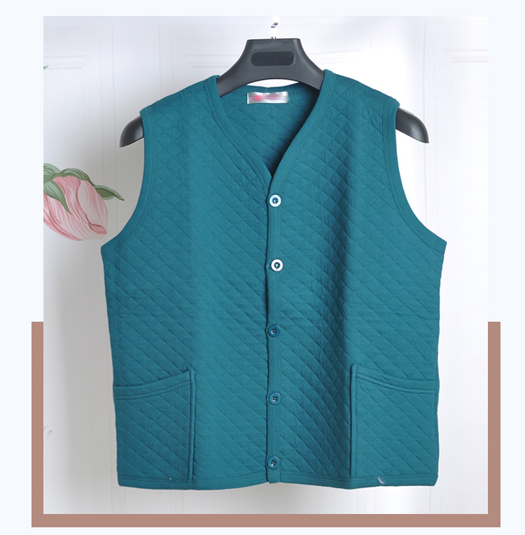 Đàn ông trung niên và phụ nữ nhồi bông vest bông ba lớp ấm áp cỡ lớn cotton vest hở vai để mặc vest ấm áo nữ trung niên