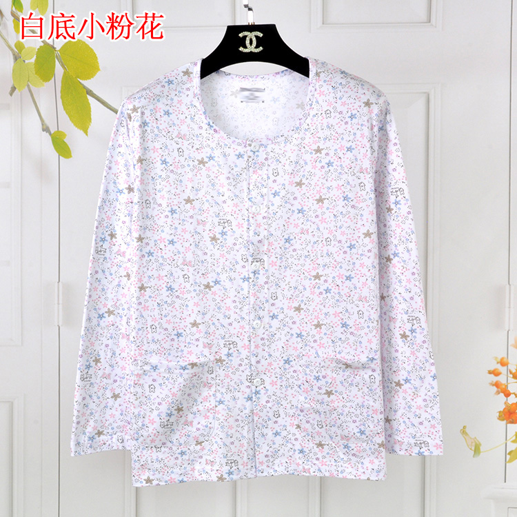 Tinh khiết quần áo cotton mùa thu phụ nữ trung niên người đàn ông cũ in dài tay dệt kim bông cardigan mẹ váy gây dựng để tăng áo lỏng lẻo.