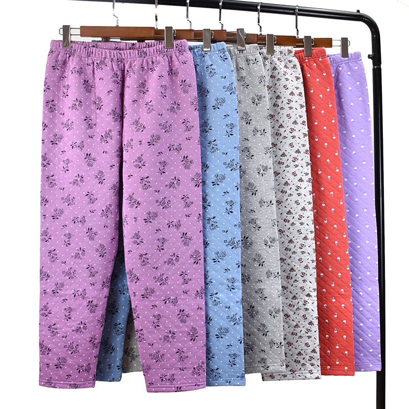 New three-layer warm pants in autumn and winter with thicker cotton and large exposed pajamas