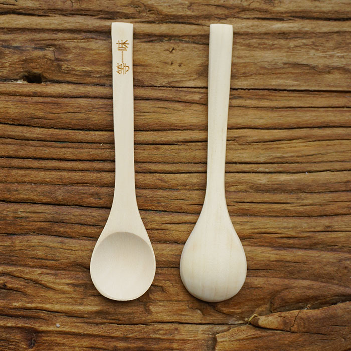 Wait a taste ) quaint small wooden spoon no paint no wax small round spoon jam spoon bamboo kitchenware single pack