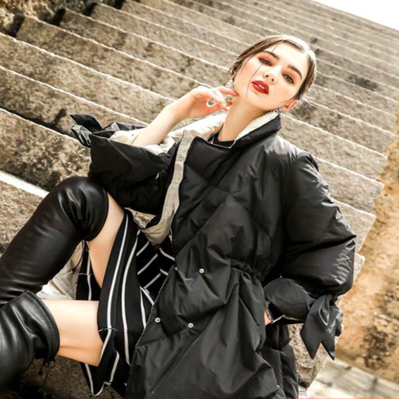 羽绒服女2019新款时尚轻薄中长款欧货潮冬款女装过膝韩版黑色冬装