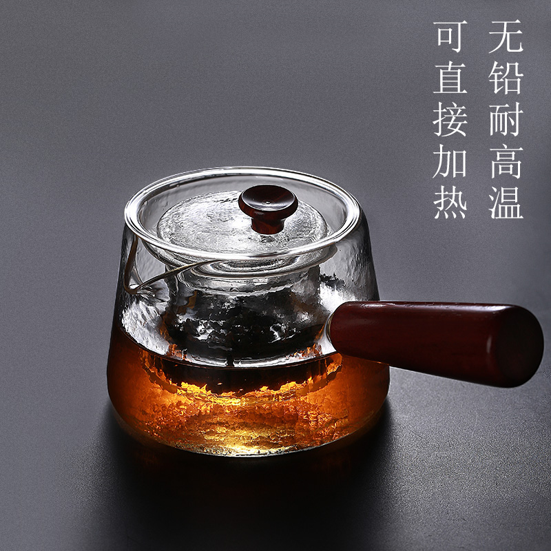 Hammer tattooer side turn the kettle high temperature resistant glass teapot filter Home Gongfu tea tea tea maker Boiled Tea Flower Tea Suit