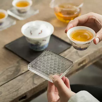 Cloud nest glass cushion cup holder Transparent Kung Fu tea accessories Tea holder Tea cup base Insulation pad Tea ceremony square