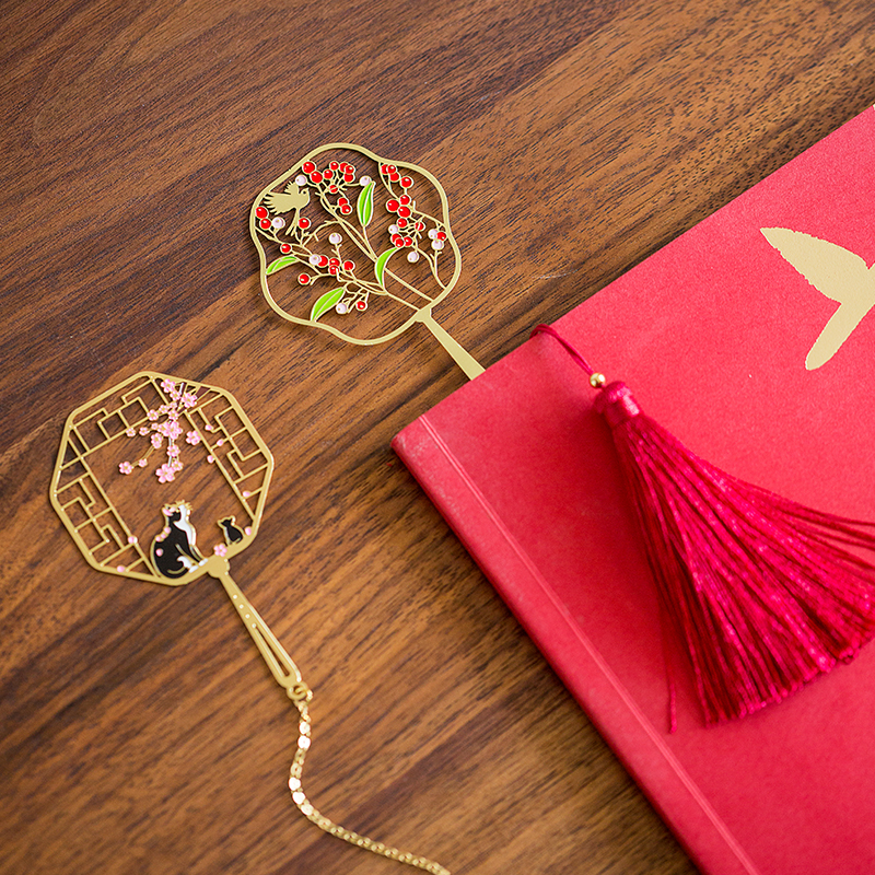 Yunwo ancient style metal bookmark classical Chinese style creative cute leaf sticky notes exquisite literary simple gift