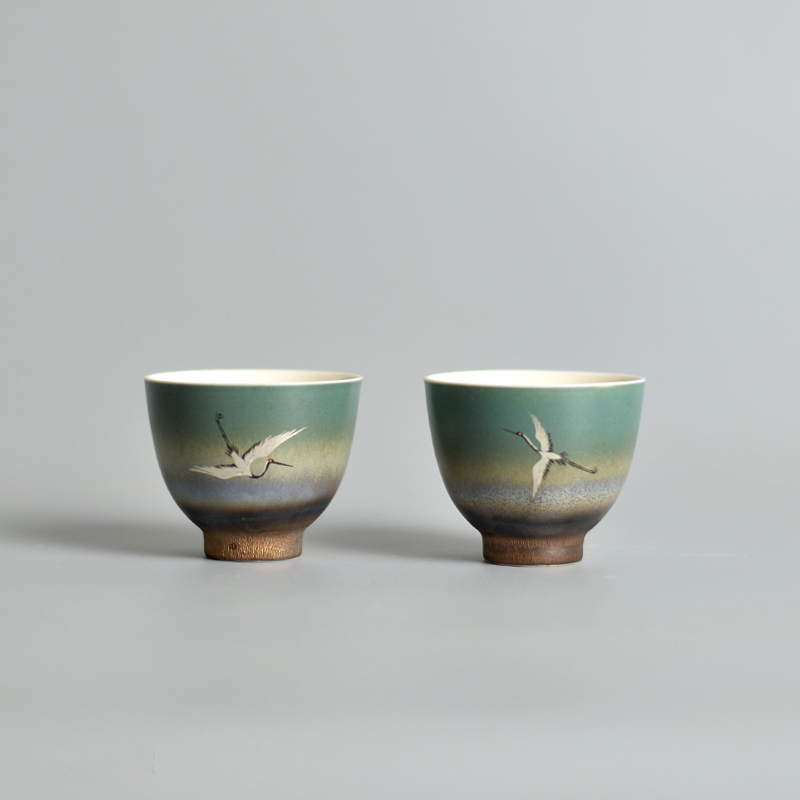 Jingdezhen Handpainted Tea Cup Ceramic Master's Cup Single Cup Small Tasting Cup Kung Fu Japan Style Personal Cup Drinking Tea Cup for Home