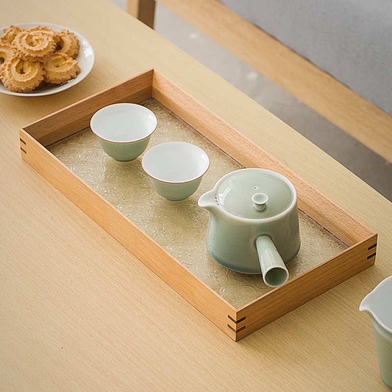 Cloud Nest Glass Tea Tray Home Brief Small Kongfu Tea Furniture Day Style Dry Tea Table Rectangular Tea Dodge