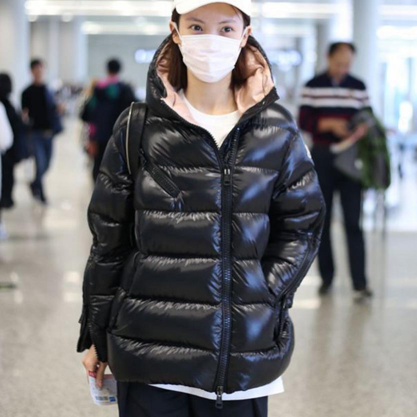 Sandro Duffy gold morning hominin winter coat with hat high-end down clothes woman big card luxury bright face goose down