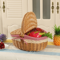 Pastoral rattan wicker outdoor outing tourist snacks storage basket fruit basket picnic basket snack basket