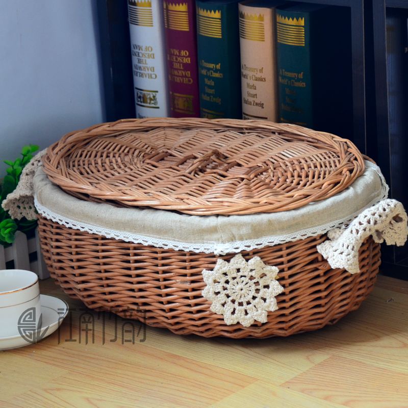 Storage basket rattan pastoral wicker storage basket snack storage box storage basket picnic basket fruit basket flower basket
