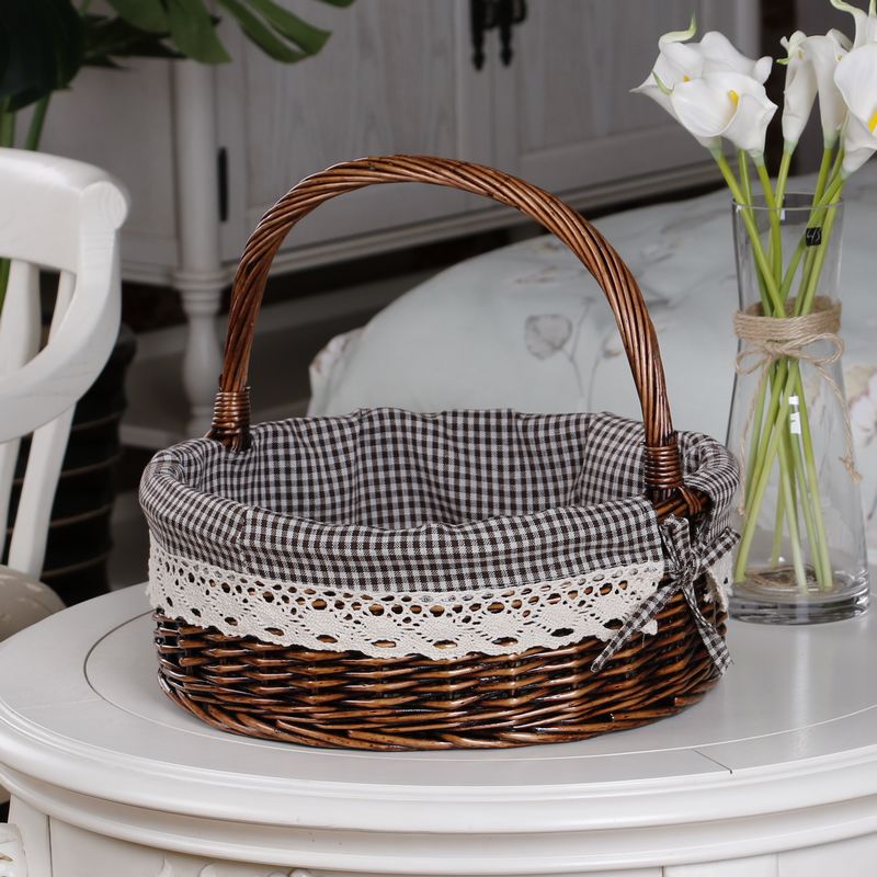 Storage basket rattan wicker basket storage basket bamboo flower basket fruit basket gift fruit shop bamboo basket shopping basket small