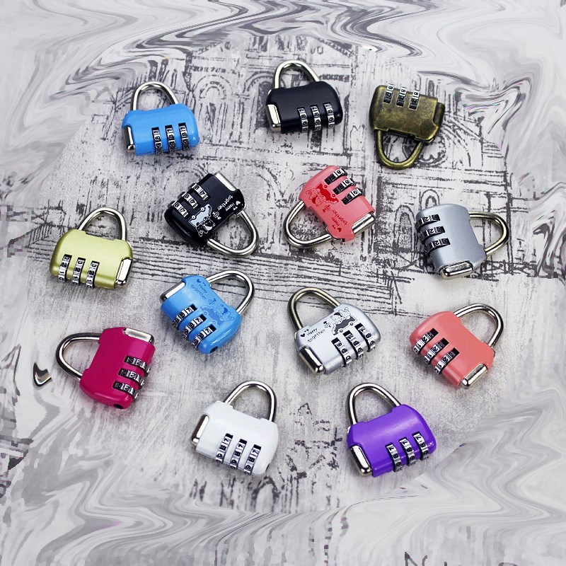 Mini suitcase combination lock padlock backpack zipper small key lock metal dormitory door gym cabinet lock