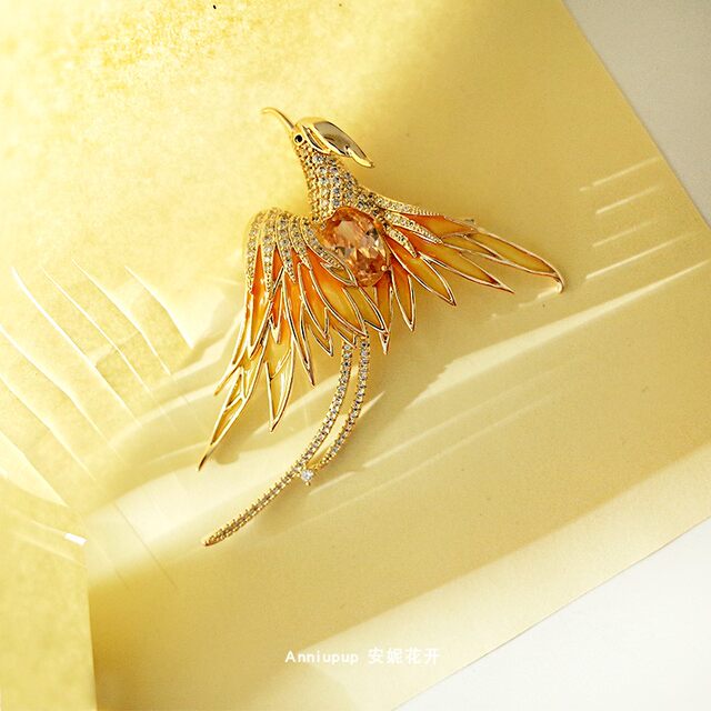 Anne Blooming Phoenix Retro Enamel ແບບຈີນ Luxurious Zircon Temperament Brooch Suit Accessories Pin