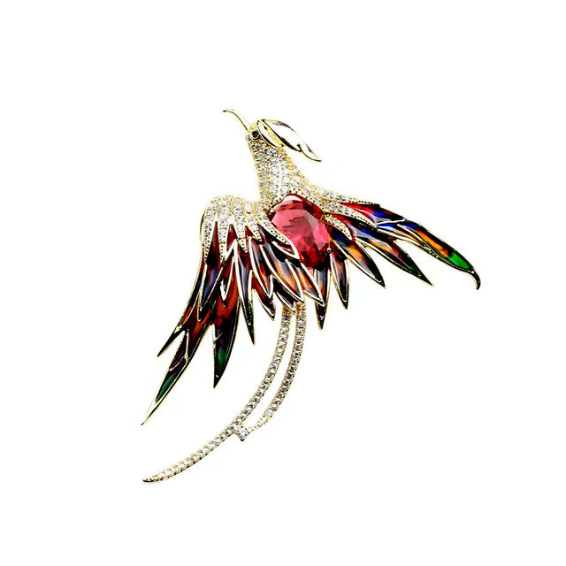 Anne Blooming Phoenix Retro Enamel ແບບຈີນ Luxurious Zircon Temperament Brooch Suit Accessories Pin