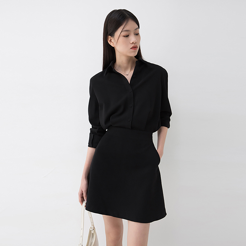 Fake Two-Piece High-Waisted, Stylish and Cool Shirt Dress with Semi-Elastic Design, Unique Long-Sleeve Dress, 2026 New Spring Model