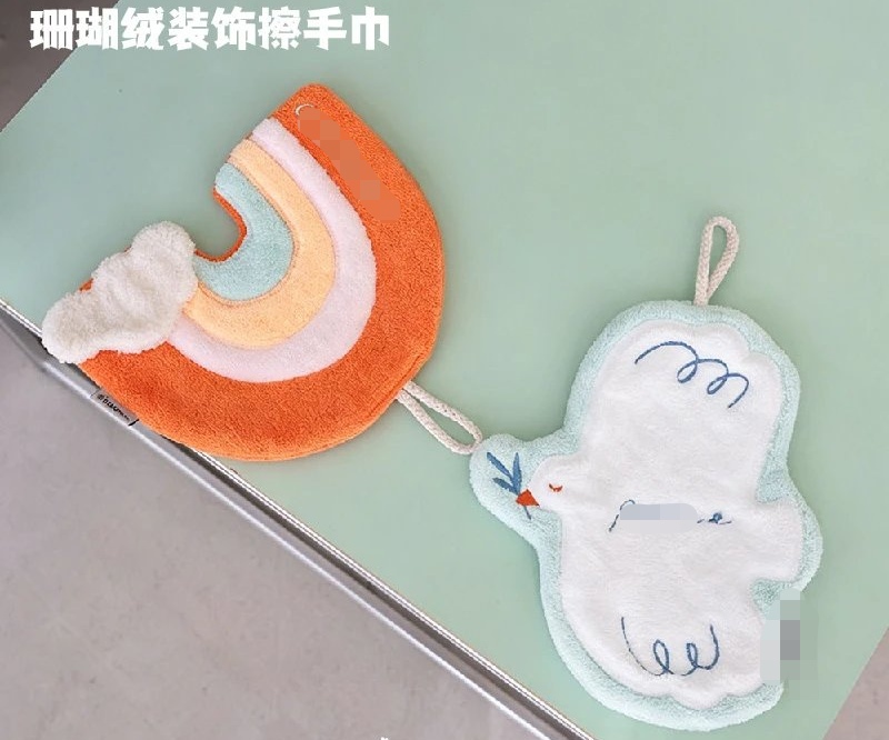 Coral Fleece Hand Towel, Hanging Type, High Aesthetic Value, Original Embroidered Hand Drying Towel, Towel for Kitchen and Bathroom Coral Fleece Hand Towel, Hanging Type, High Aesthetic Value, Original Embroidered Hand Drying Towel, Towel for Kitchen and Bathroom