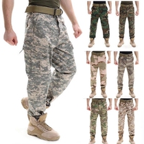 Mens outdoor loose wear-resistant tooling trousers Casual training pants ACU Desert CP Tactical plaid straight