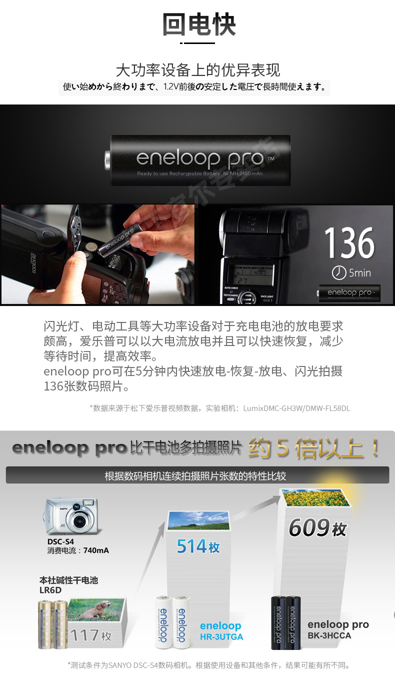 日本原产 松下 爱乐普 950毫安 7号碱性充电电池4节 图10